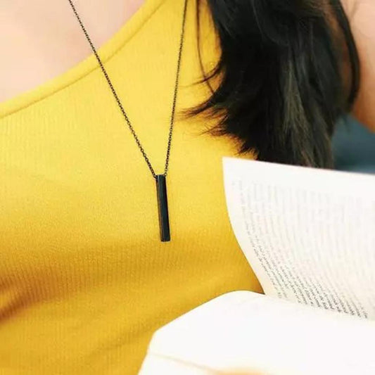 Alvira Stylish 3d Vertical Bar Cuboid Stick Locket Necklace