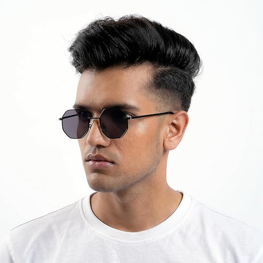 Joker & Witch Men Suga Octagon Round Black Non-Polarized Sunglasses