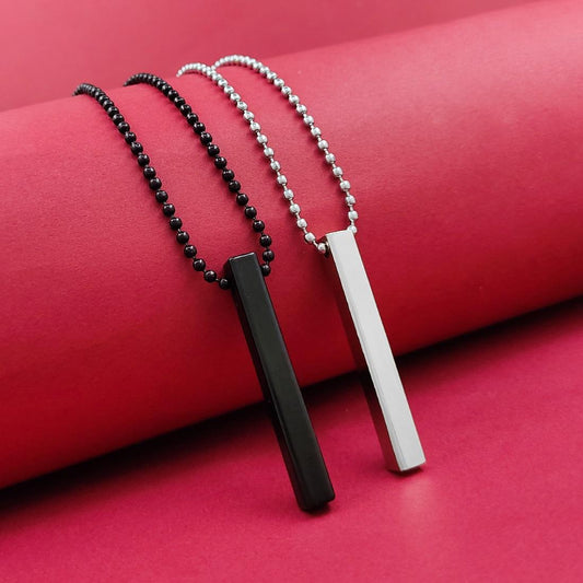Alvira Stylish 3d Vertical Bar Cuboid Stick Locket Necklace